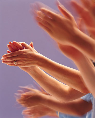 Clapping hands symbolizing thanking people and organizations who made significant contributions to the Fabry disease community